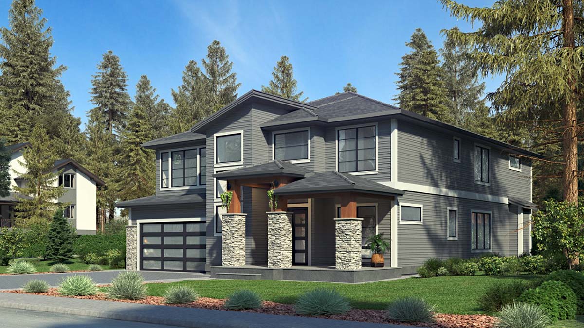 Contemporary, Modern Plan with 4310 Sq. Ft., 5 Bedrooms, 5 Bathrooms, 2 Car Garage Picture 2
