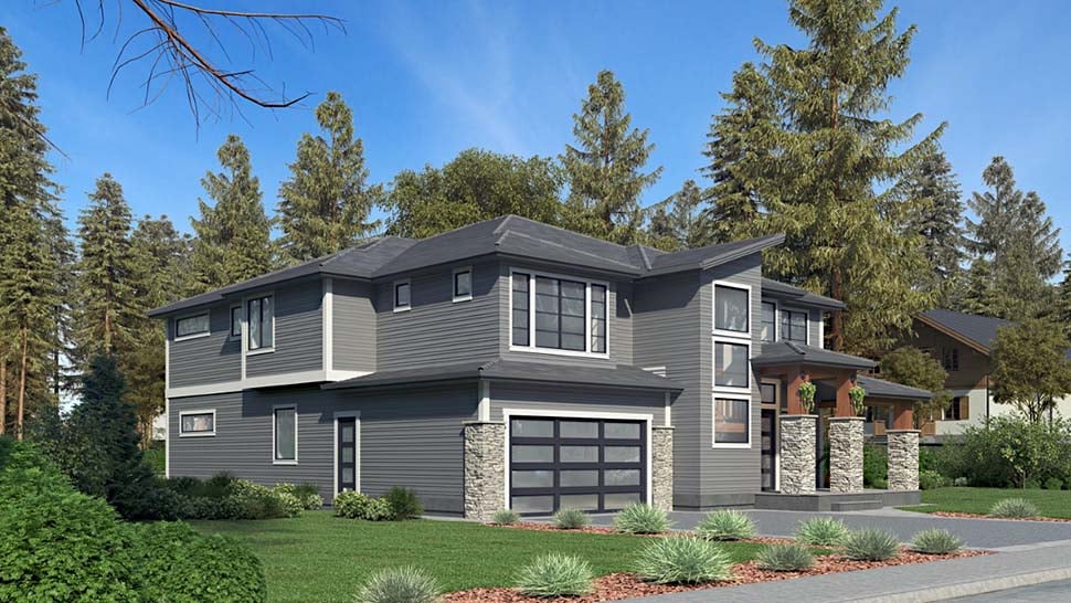 Contemporary, Modern Plan with 4310 Sq. Ft., 5 Bedrooms, 5 Bathrooms, 2 Car Garage Picture 3