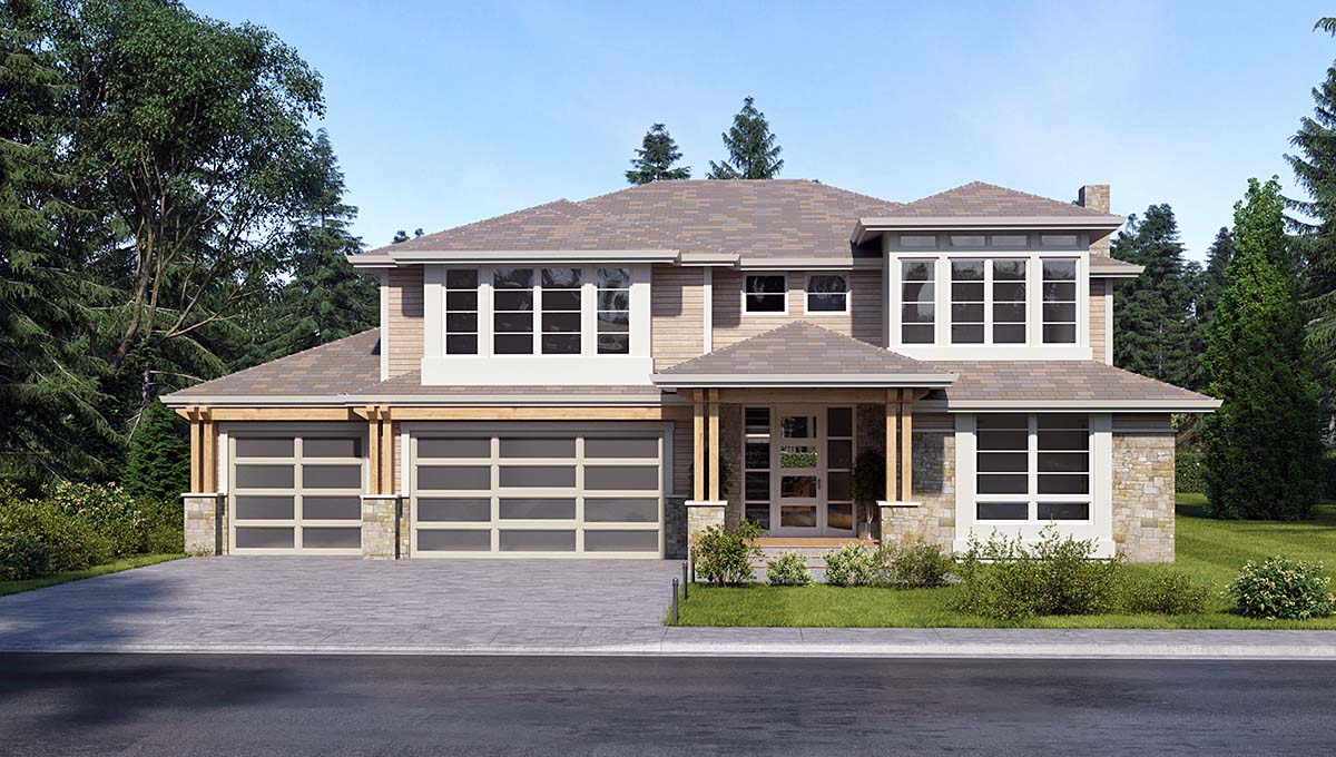 Colonial, Contemporary, Traditional Plan with 3126 Sq. Ft., 3 Bedrooms, 4 Bathrooms, 3 Car Garage Elevation