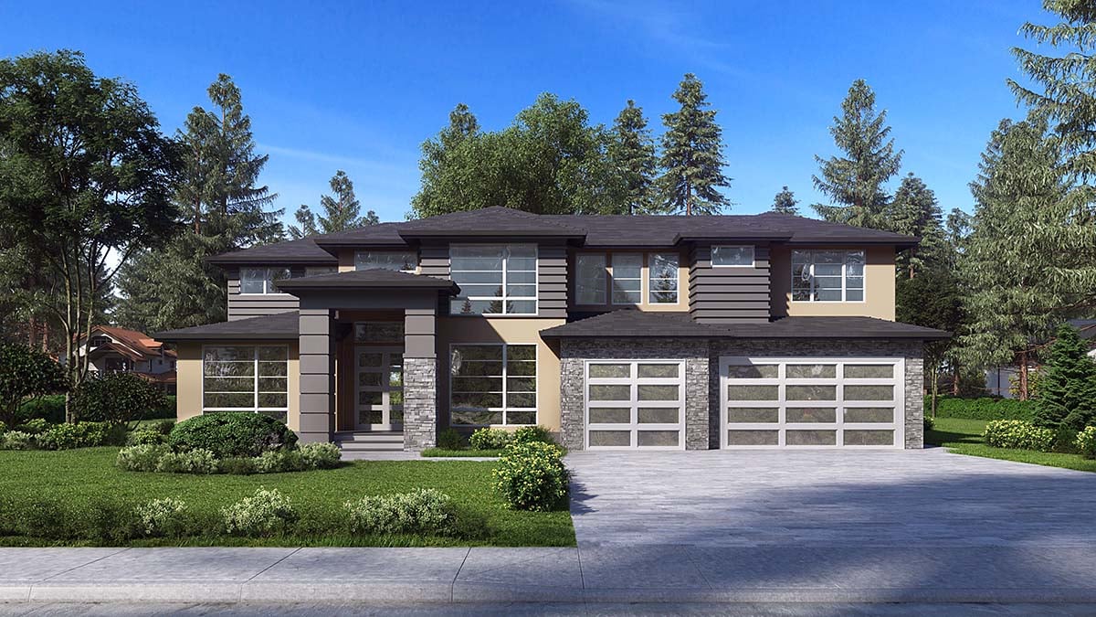 Contemporary, Modern Plan with 3315 Sq. Ft., 4 Bedrooms, 3 Bathrooms, 3 Car Garage Elevation