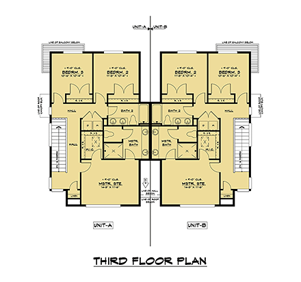 Contemporary, Modern Multi-Family Plan 81963 with 8 Beds, 8 Baths, 4 Car Garage Third Level Plan