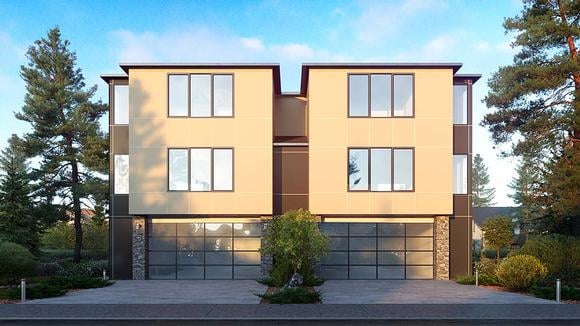 Contemporary, Modern Multi-Family Plan 81963 with 8 Beds, 8 Baths, 4 Car Garage Elevation