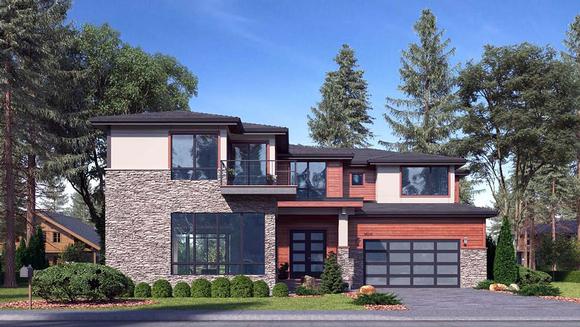 Contemporary, European House Plan 81979 with 5 Beds, 5 Baths, 3 Car Garage Elevation