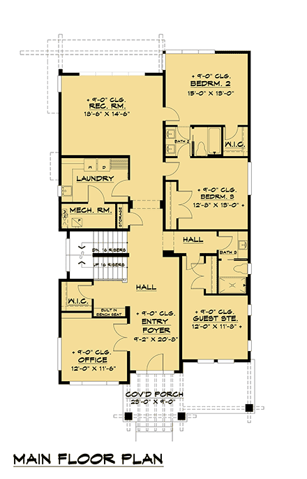Modern House Plan 81981 with 5 Beds, 5 Baths, 2 Car Garage First Level Plan