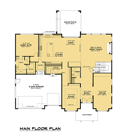 Contemporary House Plan 81987 with 5 Beds, 6 Baths, 3 Car Garage First Level Plan