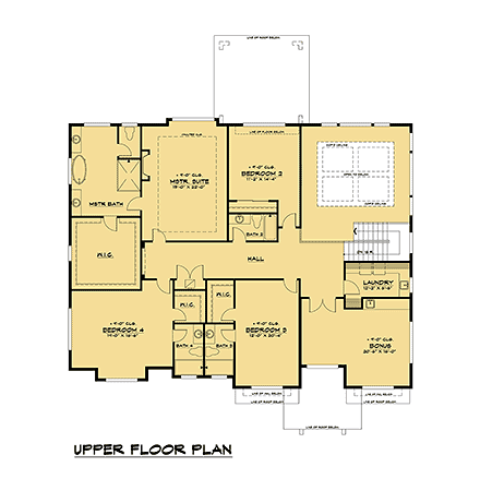 Contemporary House Plan 81987 with 5 Beds, 6 Baths, 3 Car Garage Second Level Plan
