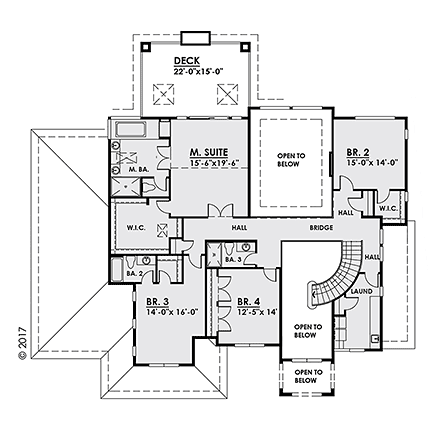 Mediterranean House Plan 81989 with 4 Beds, 4 Baths, 4 Car Garage Second Level Plan