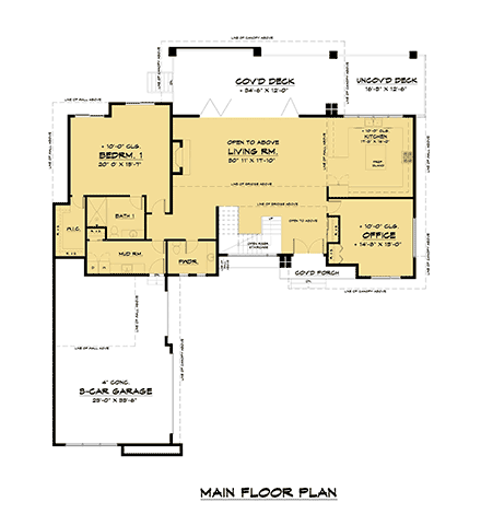 Contemporary, Modern House Plan 81990 with 4 Beds, 6 Baths, 3 Car Garage First Level Plan