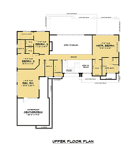 Contemporary, Modern House Plan 81990 with 4 Beds, 6 Baths, 3 Car Garage Second Level Plan