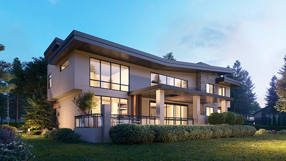 Contemporary, Modern Plan with 4098 Sq. Ft., 4 Bedrooms, 6 Bathrooms, 3 Car Garage Picture 3