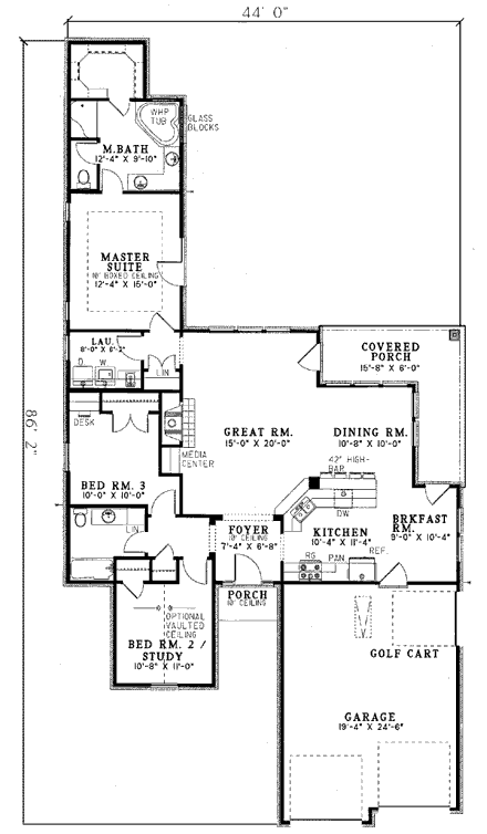 European House Plan 82000 with 3 Beds, 2 Baths, 2 Car Garage First Level Plan