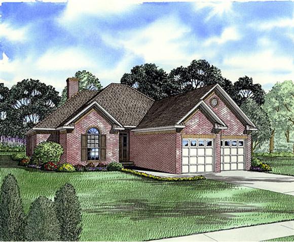 European House Plan 82000 with 3 Beds, 2 Baths, 2 Car Garage Elevation