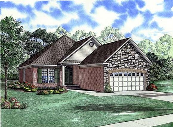 Craftsman, European House Plan 82001 with 3 Beds, 2 Baths, 1 Car Garage Elevation