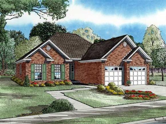 European House Plan 82007 with 2 Beds, 2 Baths, 2 Car Garage Elevation