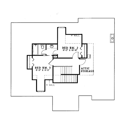 European House Plan 82013 with 3 Beds, 3 Baths, 2 Car Garage Second Level Plan