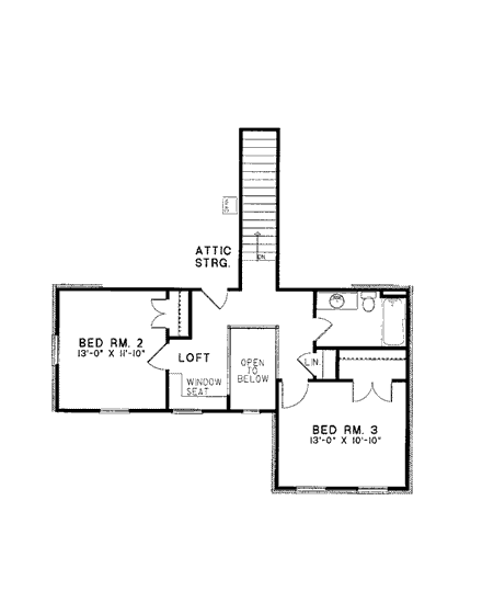 Colonial, Farmhouse, Traditional House Plan 82014 with 4 Beds, 3 Baths, 2 Car Garage Second Level Plan