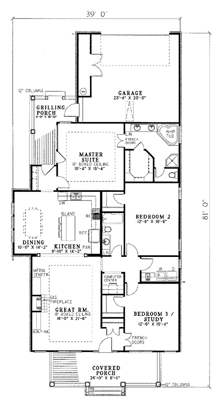 Cape Cod, Country House Plan 82017 with 3 Beds, 2 Baths, 2 Car Garage First Level Plan