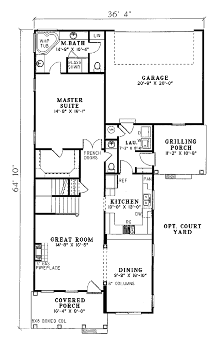 Colonial, Country, Southern House Plan 82018 with 3 Beds, 3 Baths, 2 Car Garage First Level Plan