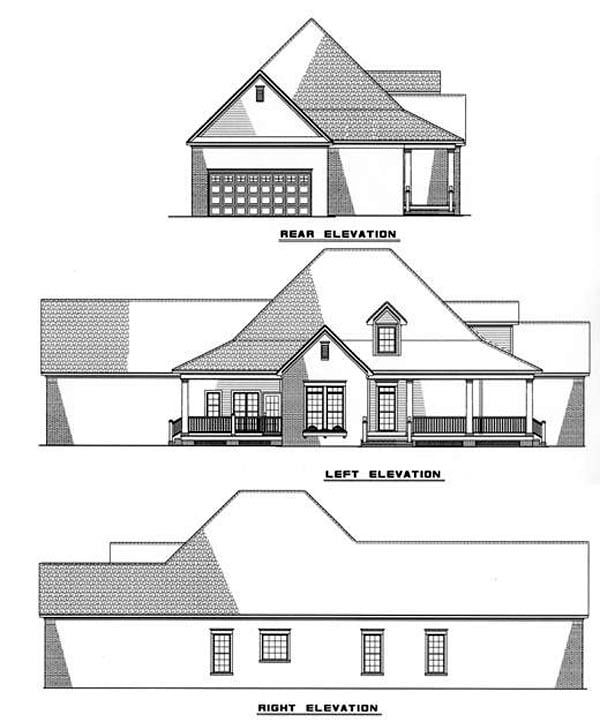 Country, Farmhouse House Plan 82020 with 3 Beds, 2 Baths Rear Elevation
