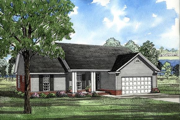 Ranch House Plan 82026 with 3 Beds, 2 Baths, 2 Car Garage Elevation