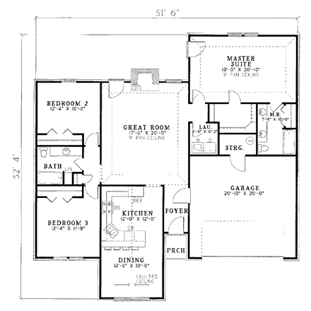 Craftsman, European House Plan 82031 with 3 Beds, 2 Baths, 2 Car Garage First Level Plan