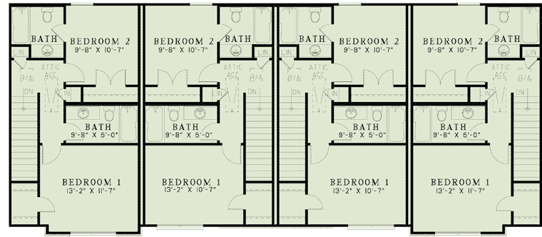 Multi-Family Plan 82063 with 8 Beds, 12 Baths Level Two