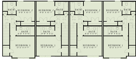 Multi-Family Plan 82063 with 8 Beds, 12 Baths Second Level Plan