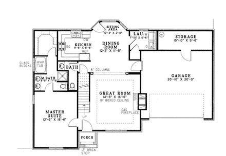 Cape Cod House Plan 82071 with 3 Beds, 3 Baths, 2 Car Garage First Level Plan