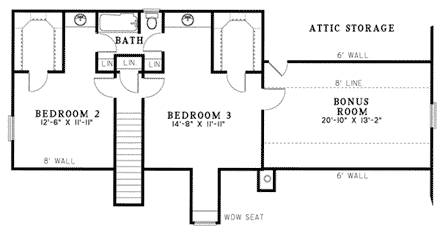 Cape Cod House Plan 82071 with 3 Beds, 3 Baths, 2 Car Garage Second Level Plan