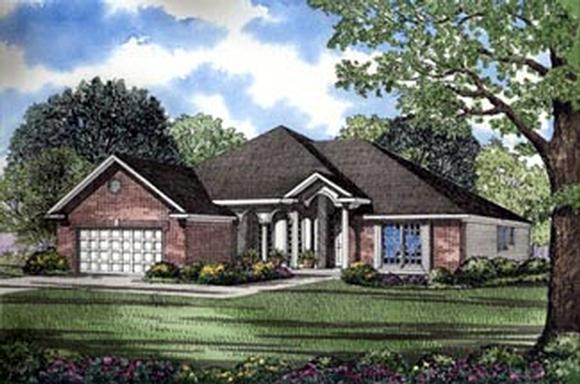 European, One-Story House Plan 82077 with 3 Beds, 2 Baths, 2 Car Garage Elevation