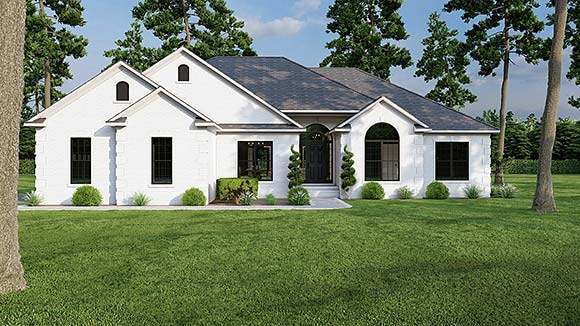 European, One-Story, Traditional House Plan 82079 with 4 Beds, 3 Baths, 2 Car Garage Elevation
