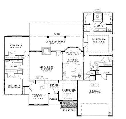 European, Traditional House Plan 82082 with 4 Beds, 3 Baths, 2 Car Garage First Level Plan