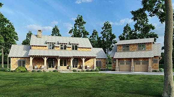 Country, Craftsman, Farmhouse House Plan 82085 with 5 Beds, 4 Baths, 2 Car Garage Elevation