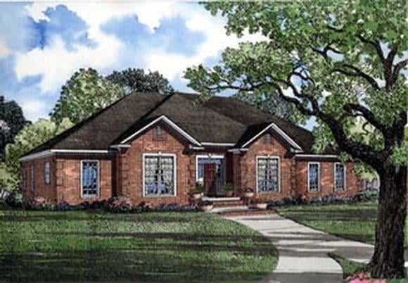 Traditional House Plan 82093 with 4 Beds, 3 Baths, 2 Car Garage Elevation
