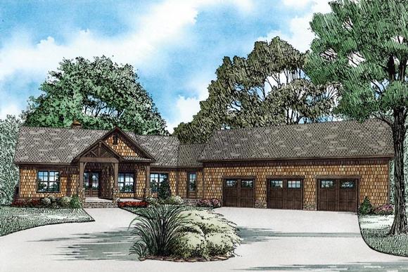 Country, Craftsman House Plan 82100 with 4 Beds, 4 Baths, 3 Car Garage Elevation