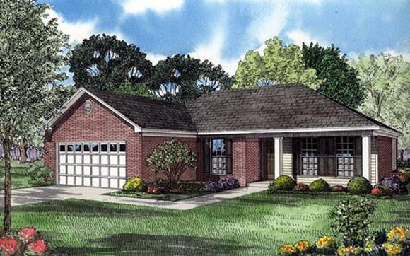 Ranch, Traditional House Plan 82101 with 3 Beds, 2 Baths, 2 Car Garage Elevation