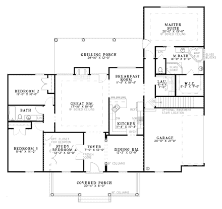 House Plan 82103 - Ranch Style with 2246 Sq Ft, 4 Bed, 2 Bath