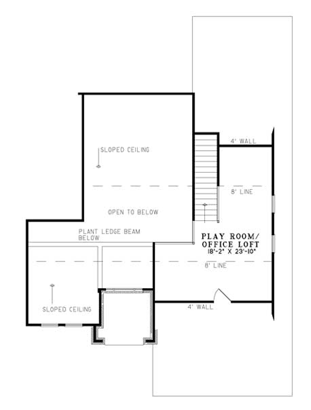 Craftsman, Italian, Mediterranean House Plan 82109 with 3 Beds, 2 Baths, 2 Car Garage Second Level Plan