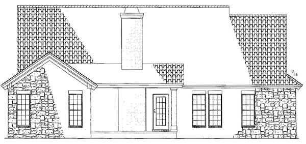 Craftsman, Italian, Mediterranean House Plan 82109 with 3 Beds, 2 Baths, 2 Car Garage Rear Elevation