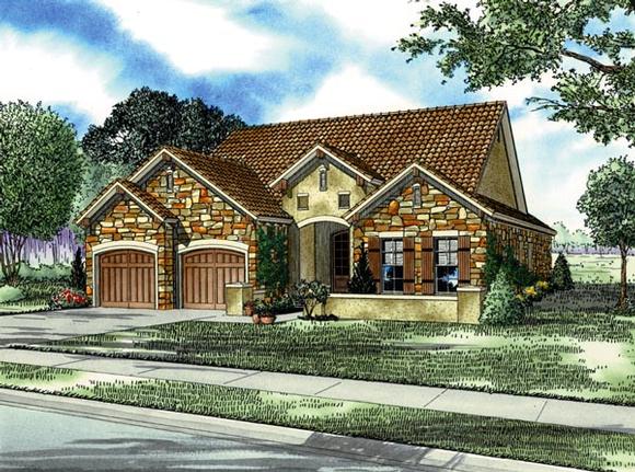 Italian, Mediterranean House Plan 82110 with 3 Beds, 2 Baths, 2 Car Garage Elevation