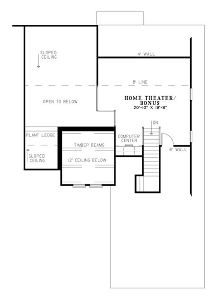 Italian, Mediterranean House Plan 82111 with 3 Beds, 2 Baths, 2 Car Garage Second Level Plan