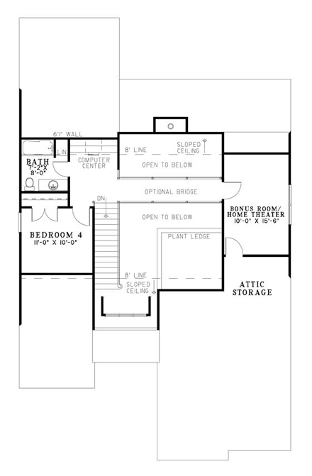 Italian, Mediterranean, Tuscan House Plan 82112 with 4 Beds, 3 Baths, 2 Car Garage Second Level Plan