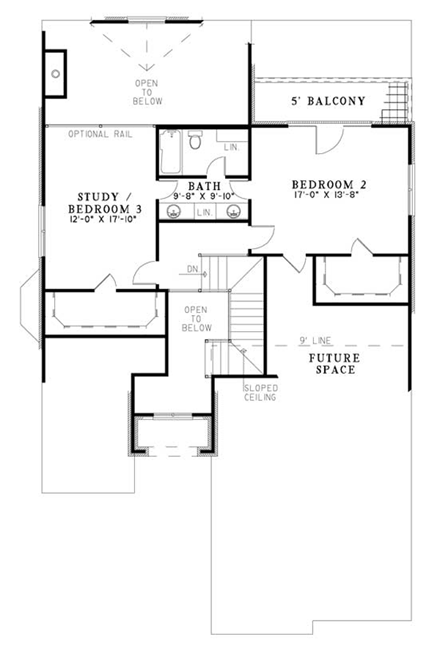 Craftsman House Plan 82148 with 2 Beds, 3 Baths, 2 Car Garage Second Level Plan