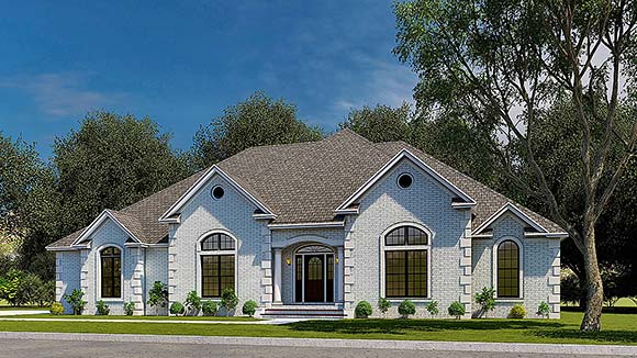 European House Plan 82156 with 4 Beds, 3 Baths, 2 Car Garage Elevation