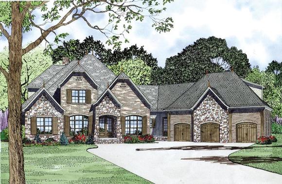 Craftsman, European, French Country House Plan 82164 with 4 Beds, 4 Baths, 3 Car Garage Elevation