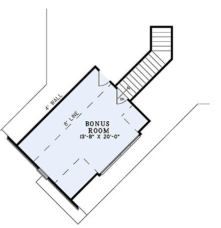 Craftsman, European House Plan 82166 with 3 Beds, 3 Baths, 2 Car Garage Second Level Plan