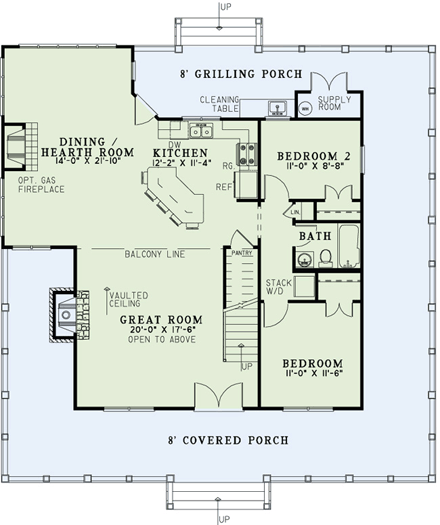 Country, Farmhouse House Plan 82167 with 3 Beds, 3 Baths First Level Plan
