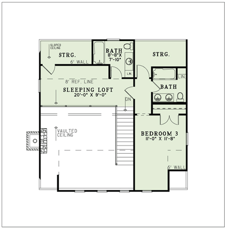 Country, Farmhouse House Plan 82167 with 3 Beds, 3 Baths Second Level Plan