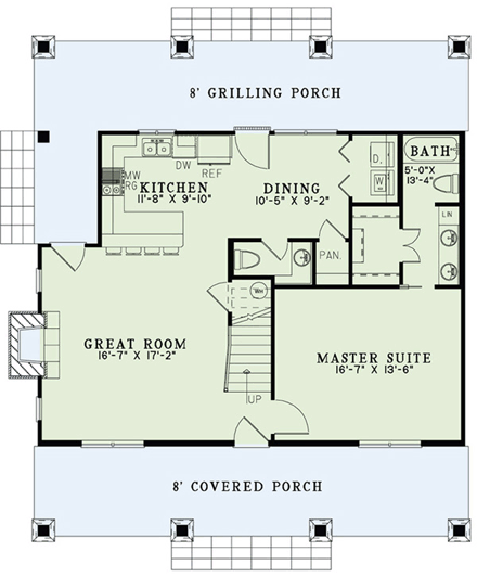 Country, Farmhouse, Southern, Traditional House Plan 82169 with 3 Beds, 3 Baths First Level Plan