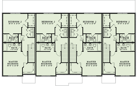 Tudor Multi-Family Plan 82172 with 8 Beds, 12 Baths Second Level Plan